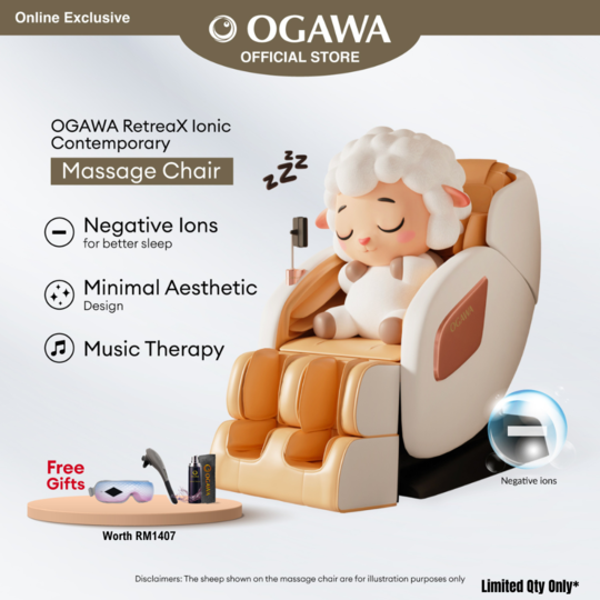 [Apply Code: 2GT20] Ogawa Retreax Ionic Contemporary Massage Chair Free Smart Eye + Buzzy + 3in1 Leather Kit [Free Shipping WM]*